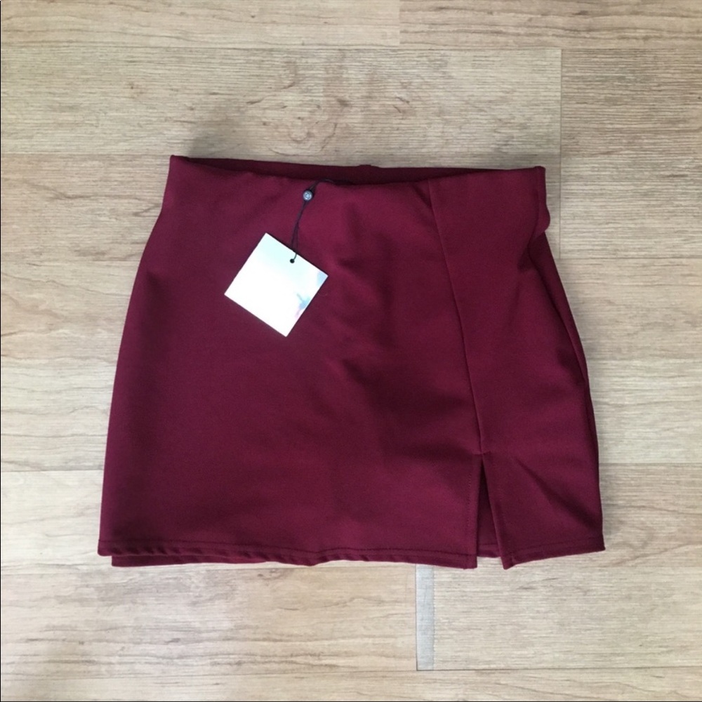 Misguided Stretch Crepe Slit Front Skirt